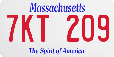 MA license plate 7KT209