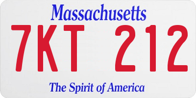 MA license plate 7KT212
