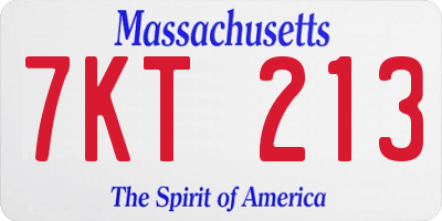 MA license plate 7KT213