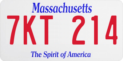 MA license plate 7KT214