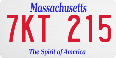 MA license plate 7KT215