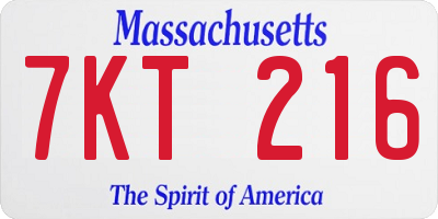 MA license plate 7KT216