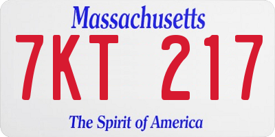MA license plate 7KT217