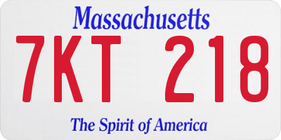 MA license plate 7KT218