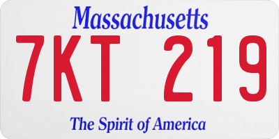 MA license plate 7KT219