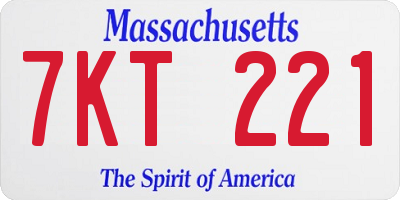 MA license plate 7KT221
