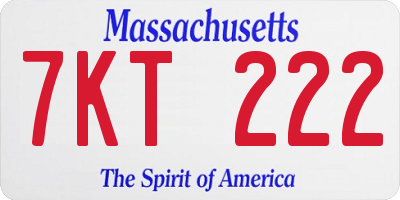 MA license plate 7KT222