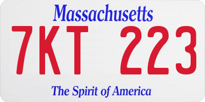 MA license plate 7KT223