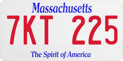MA license plate 7KT225