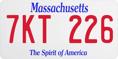 MA license plate 7KT226