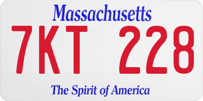 MA license plate 7KT228