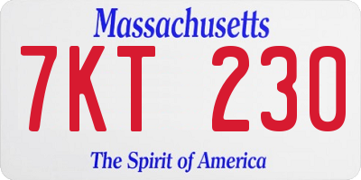 MA license plate 7KT230