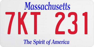 MA license plate 7KT231
