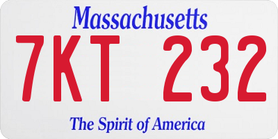MA license plate 7KT232