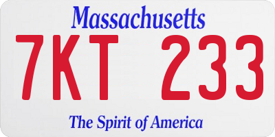 MA license plate 7KT233
