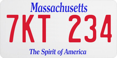 MA license plate 7KT234