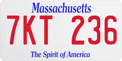 MA license plate 7KT236