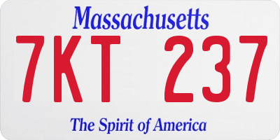 MA license plate 7KT237