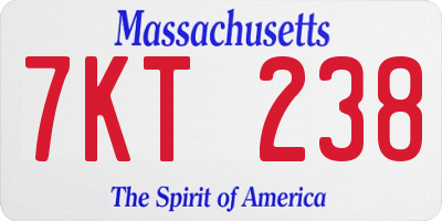 MA license plate 7KT238