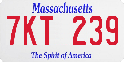 MA license plate 7KT239