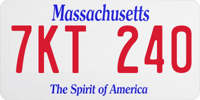 MA license plate 7KT240