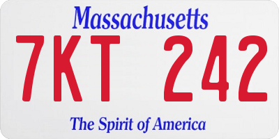 MA license plate 7KT242