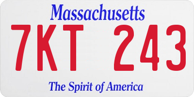 MA license plate 7KT243