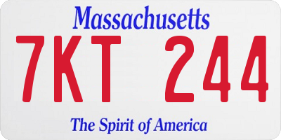 MA license plate 7KT244