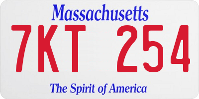 MA license plate 7KT254