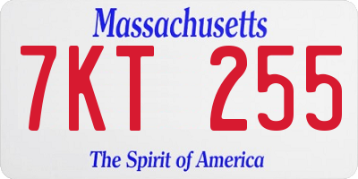 MA license plate 7KT255