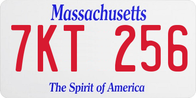 MA license plate 7KT256