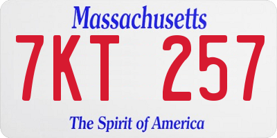 MA license plate 7KT257