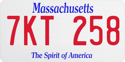 MA license plate 7KT258