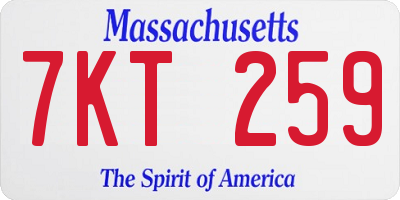 MA license plate 7KT259
