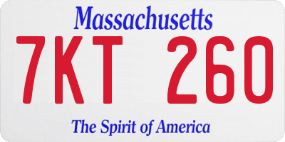MA license plate 7KT260