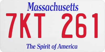 MA license plate 7KT261
