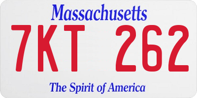 MA license plate 7KT262