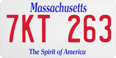 MA license plate 7KT263