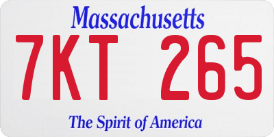 MA license plate 7KT265