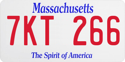 MA license plate 7KT266