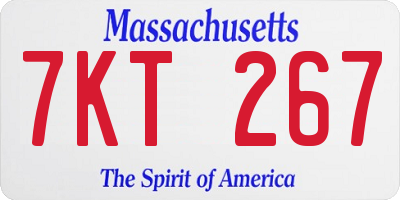 MA license plate 7KT267