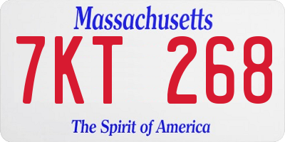 MA license plate 7KT268