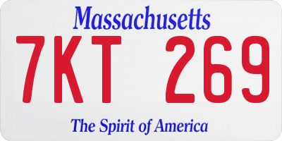 MA license plate 7KT269