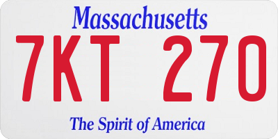 MA license plate 7KT270