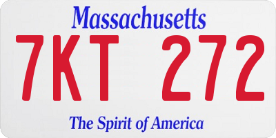 MA license plate 7KT272