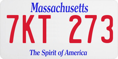 MA license plate 7KT273