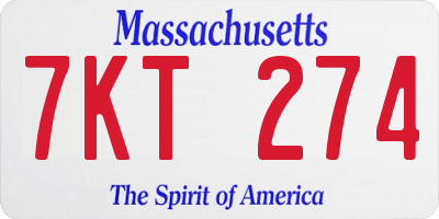 MA license plate 7KT274