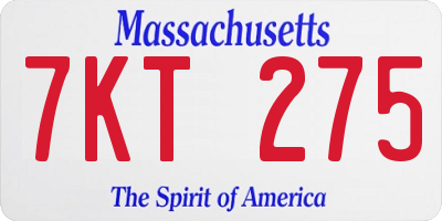 MA license plate 7KT275