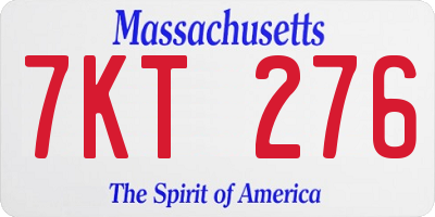 MA license plate 7KT276