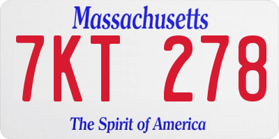 MA license plate 7KT278